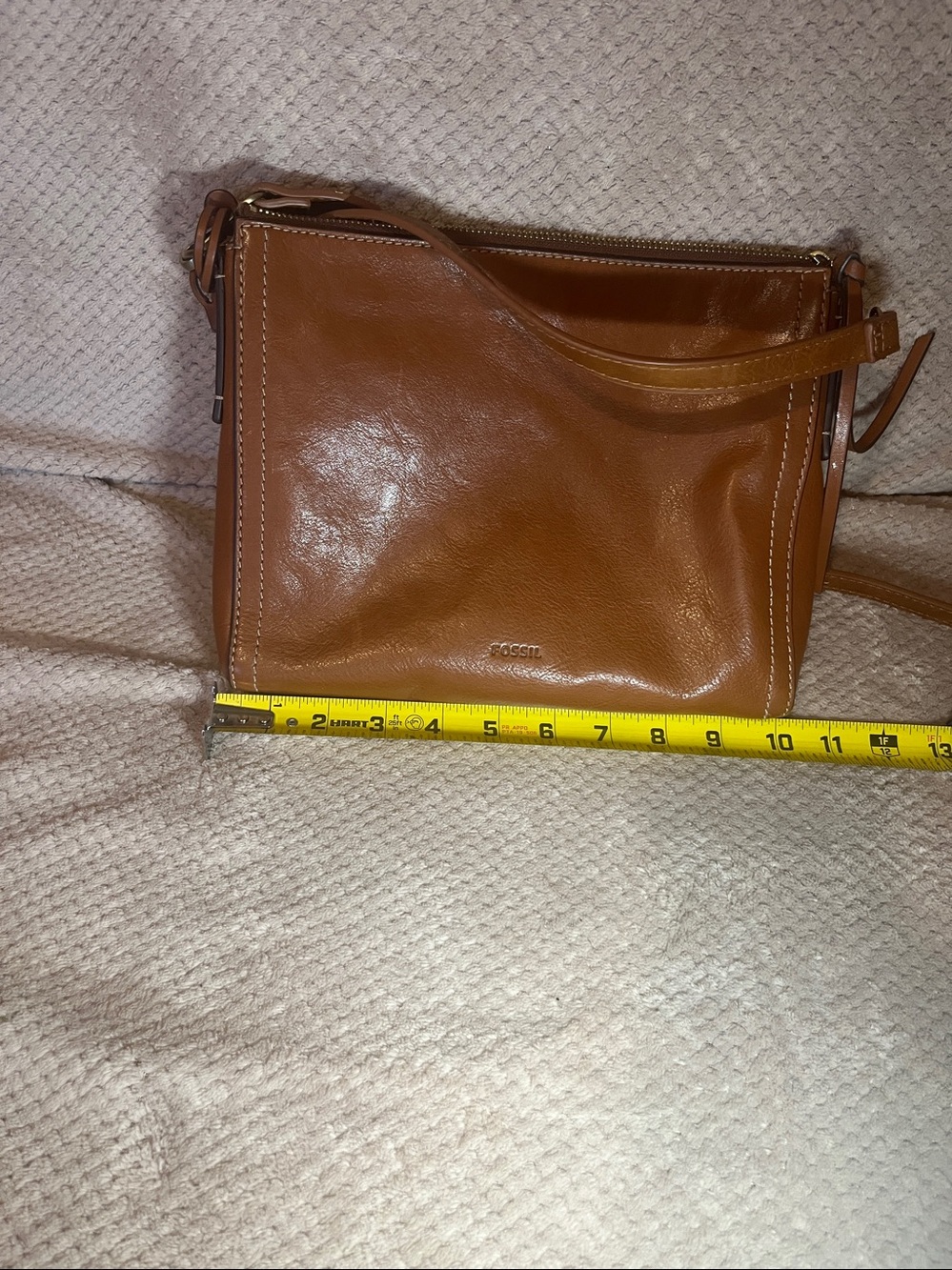 Fossil Classic Tan Leather Crossbody Bagpipe - Picture 10 of 12